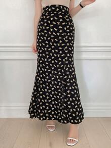 DAZY In Gấu Cao eo Váy nàng tiên cá - màu đen - Xem 10