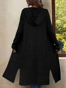 EMERY ROSE Sold Dual Pocket Hooded Cardigan,Long Sleeve Tops Fall Winter Cloth For Women