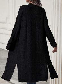 SHEIN LUNE Drop Shoulder Casual Design Cardigan