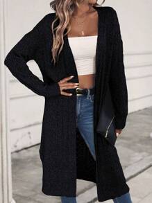 SHEIN LUNE Drop Shoulder Casual Design Cardigan