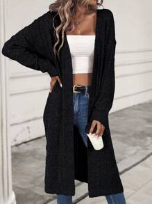 SHEIN LUNE Drop Shoulder Casual Design Cardigan