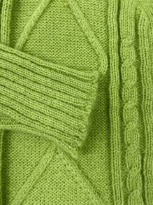 SHEIN Unity Nút phía trước Cắt sửa áo lông cừu - màu xanh lá - Xem 5