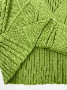 SHEIN Unity Nút phía trước Cắt sửa áo lông cừu - màu xanh lá - Xem 7