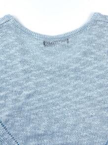 SHEIN Unity Chất rắn Dệt kim chấm bi Áo len vest - Màu xanh nhạt - Xem 3