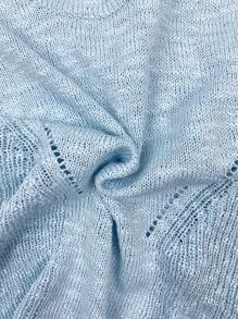 SHEIN Unity Chất rắn Dệt kim chấm bi Áo len vest - Màu xanh nhạt - Xem 5