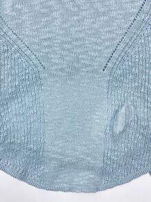 SHEIN Unity Chất rắn Dệt kim chấm bi Áo len vest - Màu xanh nhạt - Xem 6