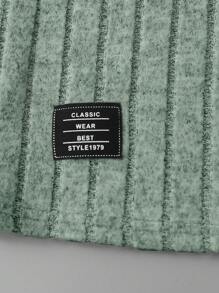 SHEIN Leap Crew Tween Boy Letter Patched Detail Ribbed Knit Tee - Mint Green - View 4