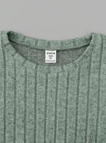SHEIN Leap Crew Tween Boy Letter Patched Detail Ribbed Knit Tee - Mint Green - View 6