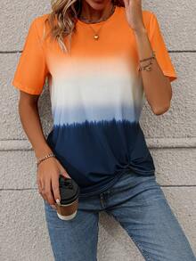 SHEIN LUNE Bóng Vòng cổ Áo thun - Nhiều màu - Xem 6