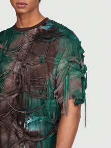 ROMWE MEN ROMWE Avant Hombres Camiseta desgarro de tie dye - Multicolor - Ver 6