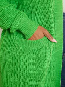 SHEIN CURVE+ Kích thước lớn Màu thuần Giải trí Dài Áo len Mở - màu xanh lá - Xem 7