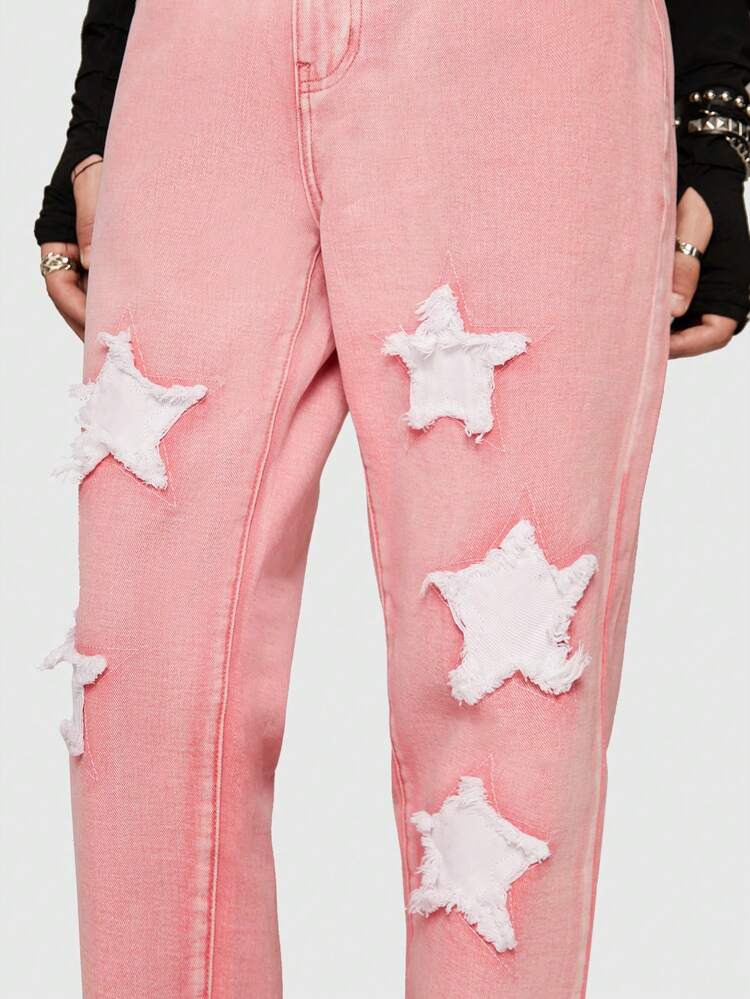 Guys Star Raw Hem Straight Leg Baggy Jeans