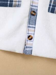 Baby Girl Plaid Print Flap Pocket Coat Without Tee - Multicolor - View 4