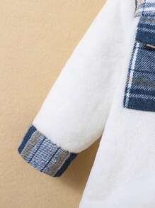 Baby Girl Plaid Print Flap Pocket Coat Without Tee - Multicolor - View 5