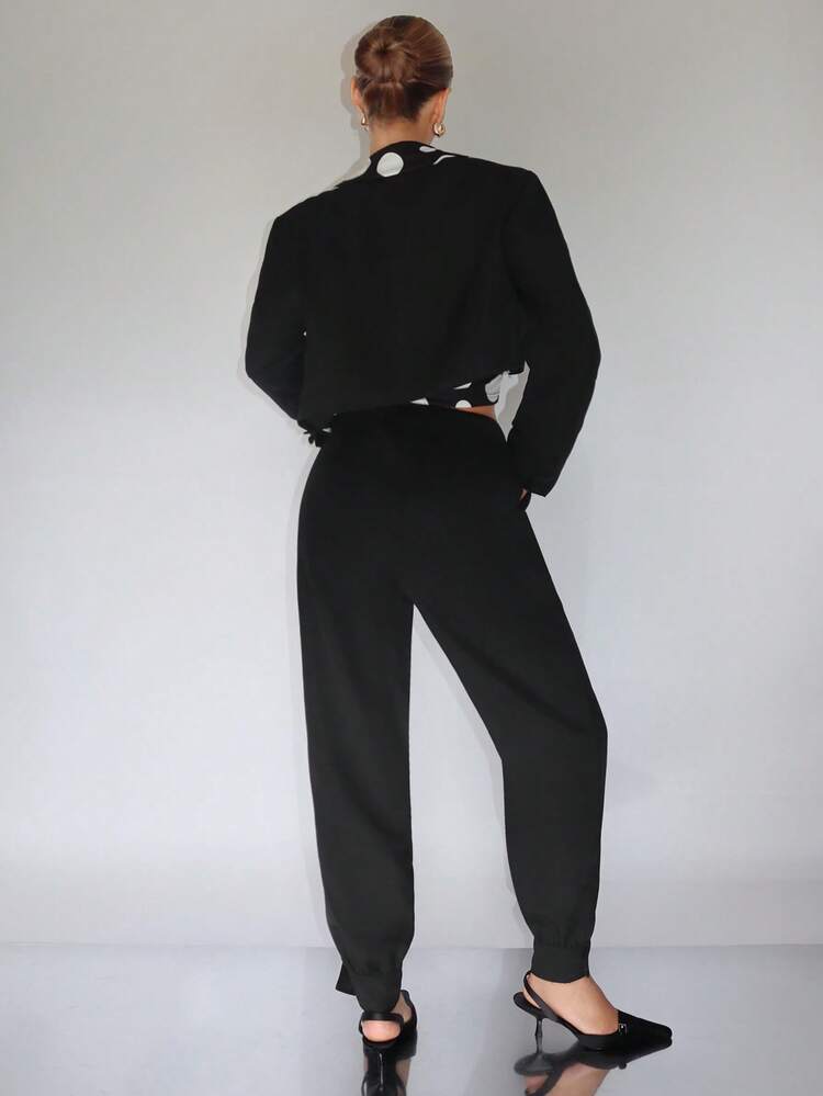 Fold Pleated Button Hem Pants