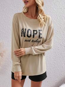 SHEIN LUNE Letter Graphic Drop Shoulder Tee & Shorts Fall Cloth For Women