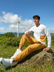 In My Nature 男士字母圖案戶外長褲 - 黃色 - 查看 4