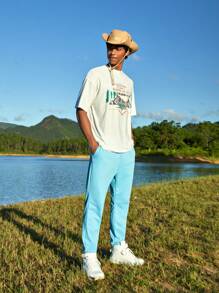 SHEIN In My Nature Men's Camo Printed Outdoor Cargo Pants Hiking Clothes