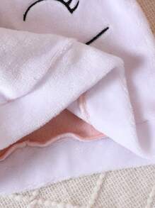 SHEIN Baby Girl Cartoon Graphic 3D Ear Design Bow Front Sweatshirt Dress & Hat - Pink - View 4