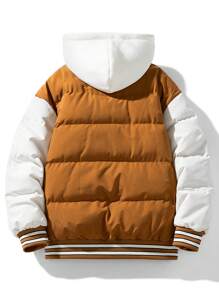 Áo khoác nam có mũ trùm đầu, viền sọc hai tông màu, có dây rút - màu nâu - Xem 2