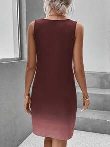 SHEIN LUNE 彩虹和字母圖案背心連衣裙 - 酒紅色 - 查看 2