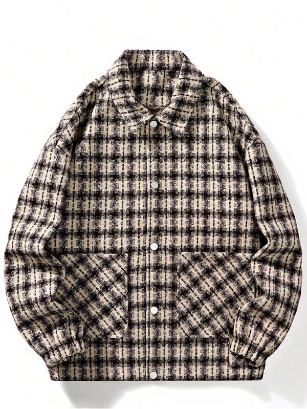 Homme Veste À Carreaux Avec Poches Épaule tombante