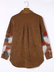 CILKOO Geo Print Pocket Patched Shirt - Brown - View 2