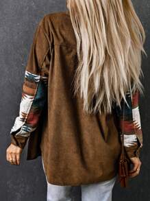 CILKOO Geo Print Pocket Patched Shirt - Brown - View 6