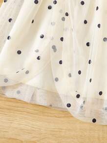 SHEIN Jeune Fille Robe En Tulle À Pois À Manche Évasée
