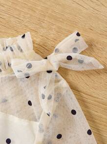 SHEIN Jeune Fille Robe En Tulle À Pois À Manche Évasée