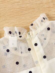 SHEIN Jeune Fille Robe En Tulle À Pois À Manche Évasée