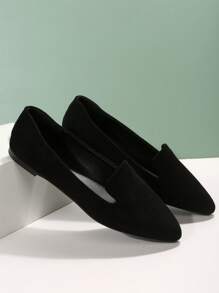 Mùa Xuân Và Mùa thu Đúng mốt Toàn trận Bằng phẳng Pointed Toe Giày dép - màu đen - Xem 2