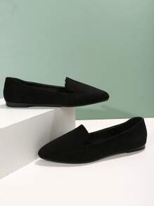 Mùa Xuân Và Mùa thu Đúng mốt Toàn trận Bằng phẳng Pointed Toe Giày dép - màu đen - Xem 3