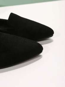 Mùa Xuân Và Mùa thu Đúng mốt Toàn trận Bằng phẳng Pointed Toe Giày dép - màu đen - Xem 4