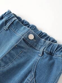 Tween Girl Butterfly Print Flare Leg Jeans - Medium Wash - View 3