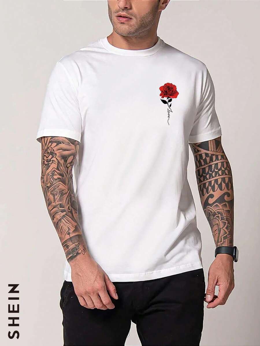 男士印花T恤 - 白色 - 查看 1