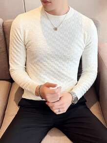 NITAGUT Men Solid Round Neck Sweater