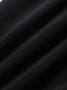 SHEIN EZwear 骷髅頭圖案腰部抽繩衛褲 - 黑色 - 查看 3