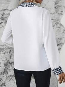 SHEIN Privé Colorblock Button Front Shirt - Black and White - View 3