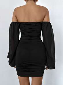 EURMUSE Solid Bodycon Backless Dress - Black - View 2
