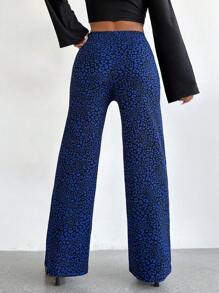 SHEIN PETITE Allover Print Wide Leg Pants