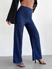 SHEIN PETITE Allover Print Wide Leg Pants