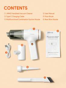 JMMO 迷你吸尘器、车载吸尘器、无线吸尘器、5000PA 功率的可充电手持吸尘器，易于清洁汽车内饰、桌面、沙发、键盘、抽屉和缝隙、小空间圣诞礼物、秋冬季假期必备品露营度假必需品度假配件、露营用品