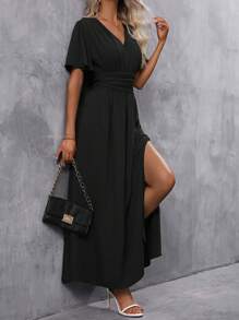 EMERY ROSE 蝴蝶袖高衩連衣裙