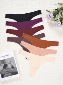 SHEIN 7 gói Quần lót trơn đơn giản gợi cảm - Nhiều màu - Xem 3