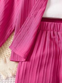 SHEIN Young Girl Solid Cami Top & Pants & Button Up Shirt