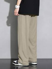 Men's New Casual Checkered Versatile Straight Leg Pants - Beige - View 2