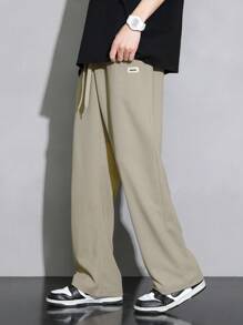 Men's New Casual Checkered Versatile Straight Leg Pants - Beige - View 4