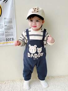 Peninsula Baby 男嬰熊和字母圖案二合一連身褲