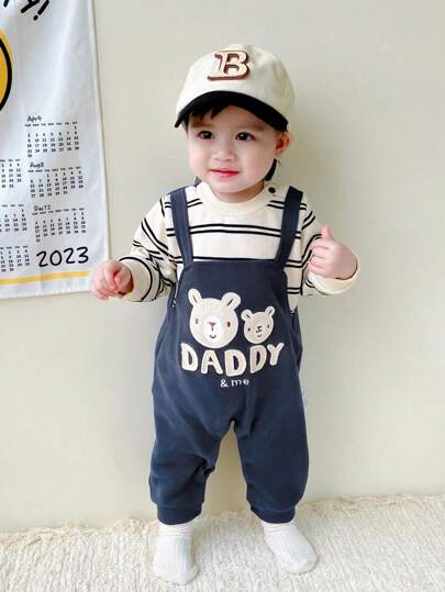 Peninsula Baby 男嬰熊和字母圖案二合一連身褲